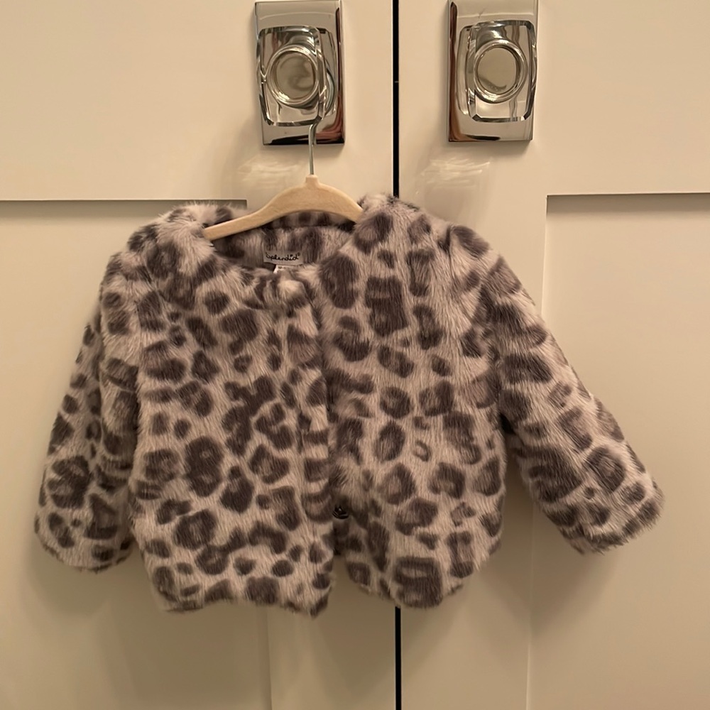 Splendid girls faux fur cheetah print jacket - the CUTEST! 12-18M